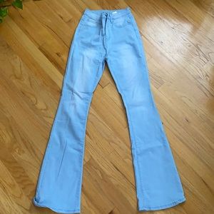 SHEIN Stonewash High-Rise Flare Jeans